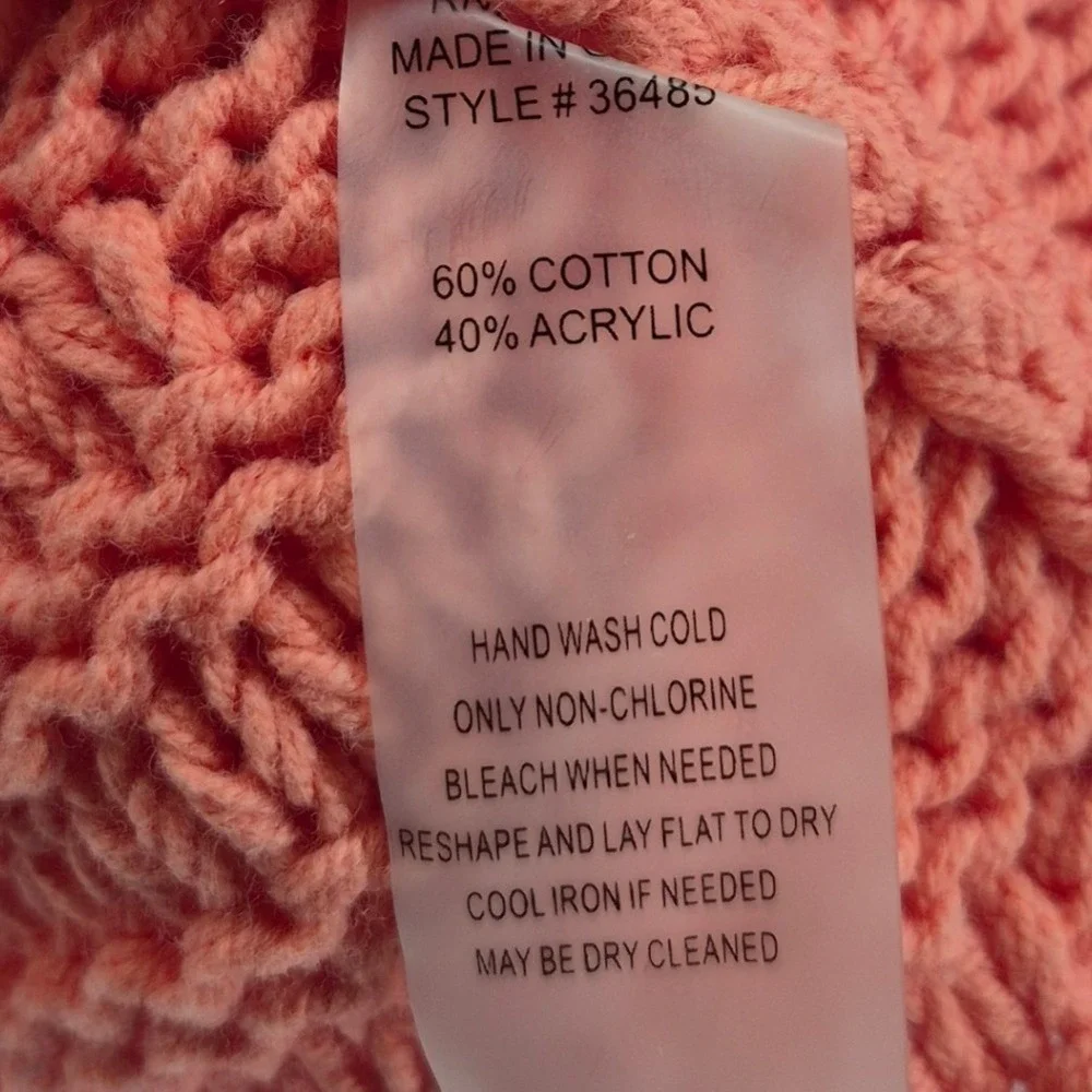 Soft Surroundings Coral Orange Crochet Knit Button Front Cardigan Sweater‎ PM